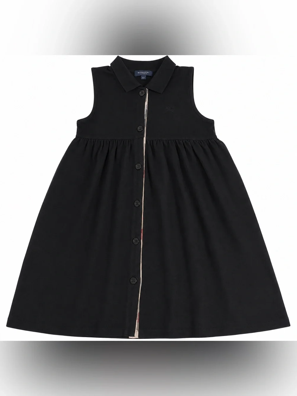 Burberry London Iconic Nova Check Girls Sleeveless A Line Button Up Collar Dress